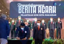Pelantikan Pengurus KONI Makassar, Danny Pomanto Berpesan: Lakukan Pembinaan di Usia Dini