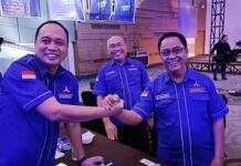 Taqyuddin Djabbar-Rahman Bando Reuni di Acara Pelantikan Demokrat Sulsel, Saling Doakan Jadi Walikota dan Bupati Nanti