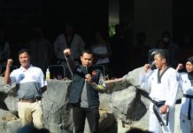 Ketua KONI Makassar Ahmad Susanto Motivasi Ratusan Atlet Taekwondo Yang Ikuti Ujian Kenaikan Sabuk