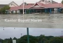 Air PTB Meluap, Kota Maros Banjir. Kantor Bupati Tenggelam