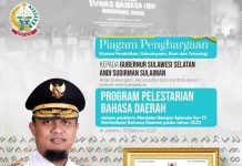 Gubernur Andalan Jadi Tokoh Pelestarian Bahasa Daerah di Sulsel
