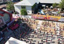 Serunya Senam Bersama Panitia Porkot di Kantor KONI Makassar