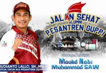 Pesan Rudianto Lallo: Alumni Meriahkan Jalan Sehat IKA Pesantren Guppi Samata Gowa