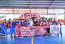 Camat M Aminudin Datang, Tim Futsal Rappocini Menang dan Kunci Gelar Juara Porkot VIII Makassar 2023