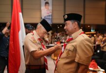 Pj Gubernur Bahtiar Baharuddin Dilantik Jadi Ketua Mabida Gerakan Pramuka Sulsel