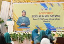 Dilaunching Sekolah Lansia Ininnawa, Pj Ketua TP PKK Sulsel Harap Agar Membuka Nurani Keluarga untuk Lebih Menguatkan dan Memberi Motivasi