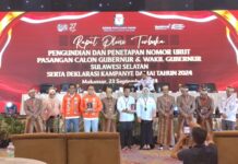 KPU Sulsel Tetapkan Nomor Urut Paslon, DiA Nomor 1, ASS-Fatma Nomor 2