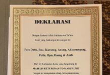 63 Keturunan Raja “Majelis To Manurung” Deklarasi Mendukung Danny-Azhar “DIA” di Pilgub Sulsel