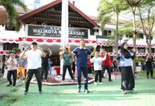 Andi Arwin Azis Akhiri Masa Jabatan sebagai Pjs Wali Kota Makassar dengan Senam Bersama dan Apel