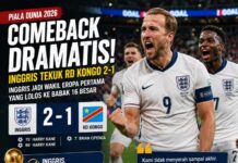 Comeback Dramatis! Inggris Singkirkan RD Kongo, Jadi Wakil Eropa Pertama ke 16 Besar