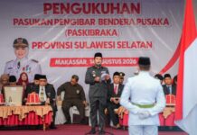 Gubernur Andi Sudirman Kukuhkan 73 Paskibraka Sulsel, Siap Kibarkan Sang Merah Putih
